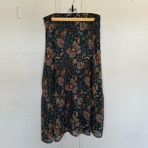 Floral Maxi Skirt in Teal and Brown